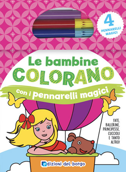 Bambine colorano con pennarelli magici. Colora con pennarelli magici