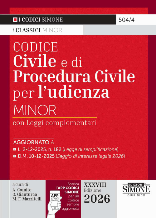 Codice civile e di procedura civile per l'udienza Minor