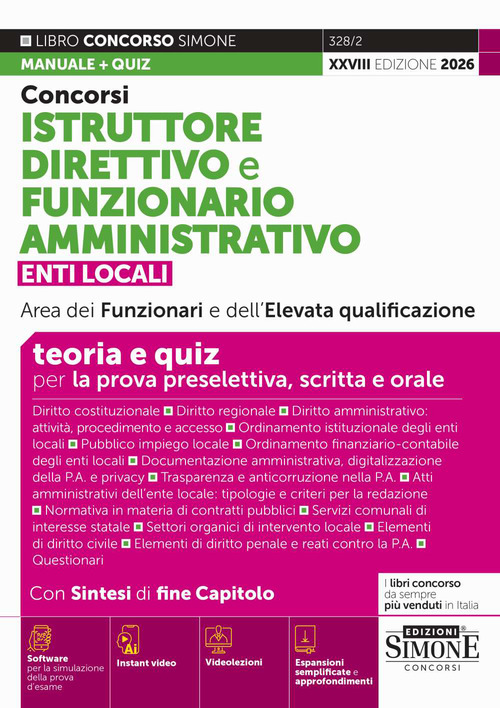 Concorsi istruttore direttivo e funzionario amministrativo. Enti locali area dei funzionari e dell'elevata qualificazione. Teoria e quiz