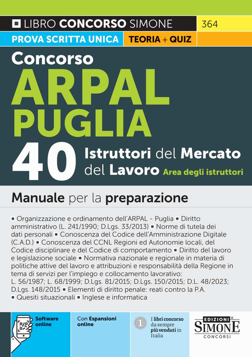 Concorso Arpal Puglia. 40 istruttori del mercato del lavoro. Area degli istruttori. Manuale per la preparazione