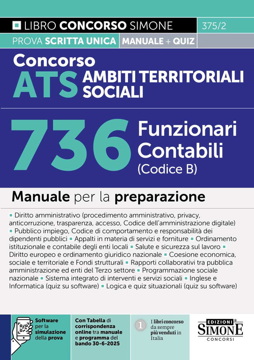 Concorso ATS Ambiti Territoriali Sociali 736 Funzionari Contabili (Codice B). Manuale per la preparazione