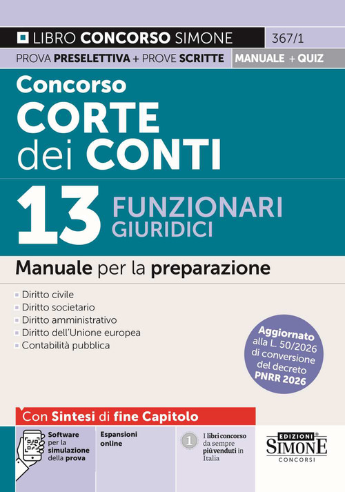 Concorso Corte dei Conti. 13 funzionari giuridici. Manuale per la preparazione