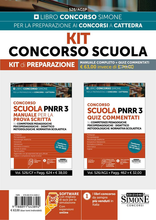 Kit Concorso Scuola. Kit di preparazione. Manuale completo + quiz commentati