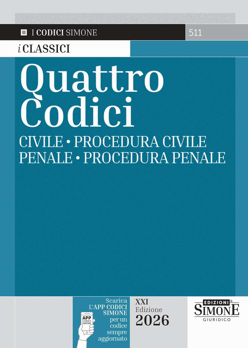 Quattro codici: Civile-Procedura civile-Penale-Procedura penale