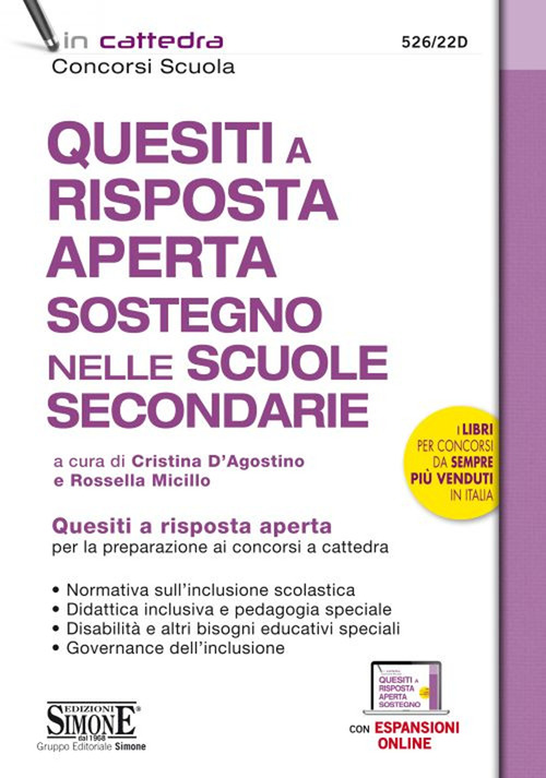 Quesiti a risposta aperta. Sostegno nelle scuole secondarie. Quesiti a risposta aperta per la preparazione ai concorsi a cattedra