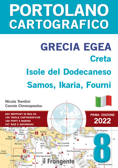 Grecia Egea, Creta, Isole del Dodecaneso, Samos, Ikaria, Fourni. Portolano cartografico