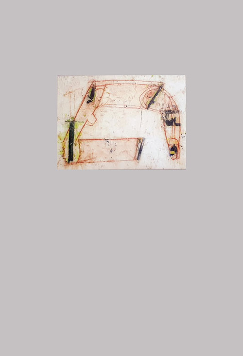 Un-folding. Collage mixed media on paper & paintings pigmented plaster on board