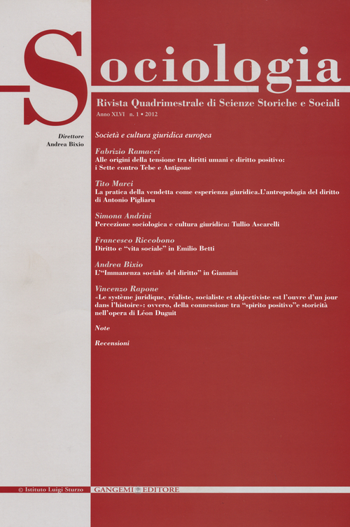 Sociologia. Rivista quadrimestrale di scienze storiche e sociali