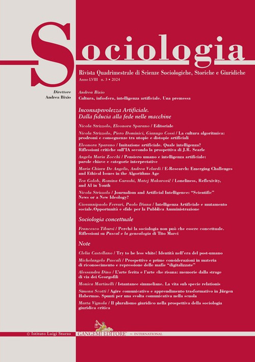 Sociologia. Rivista quadrimestrale di scienze storiche e sociali. Ediz. italiana e inglese