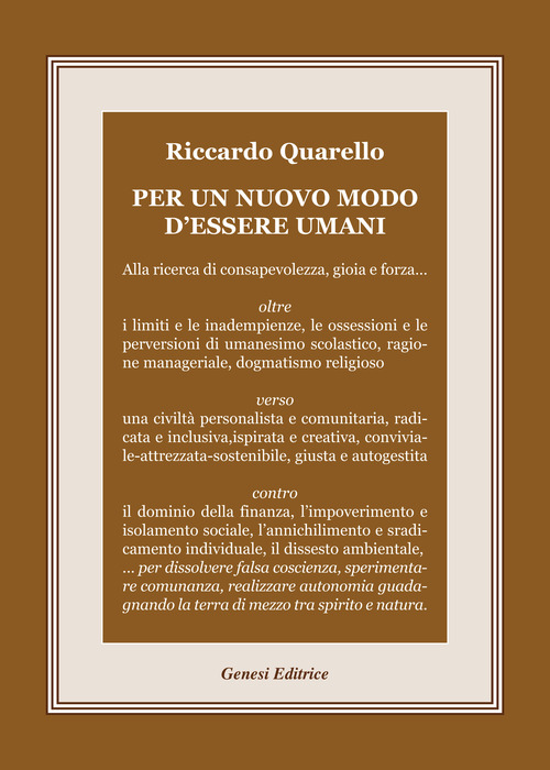 Per un nuovo modo d'essere umani