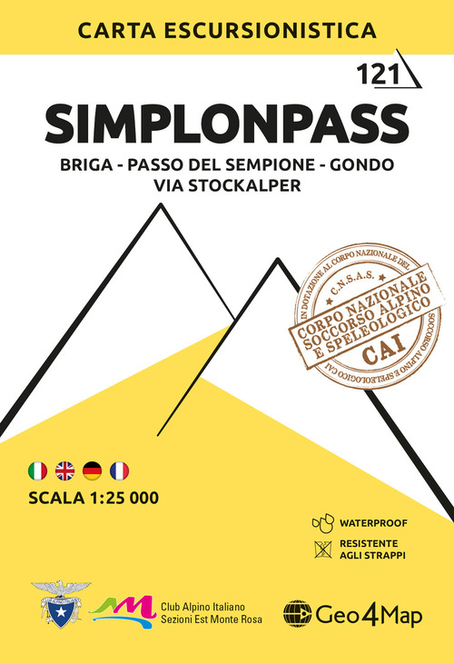 121. Simplonpass Briga - Passo Del Sempione - Gondo - Via Stockalper. Carta escursionistica 1:25.000