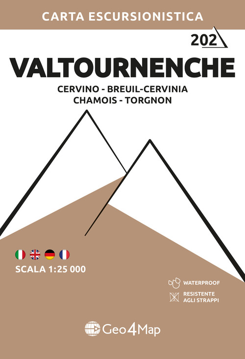 202 Valtournenche Cervino - Breuil-Cervinia - Chamois - Torgnon. Carta escursionistica 1:25.000
