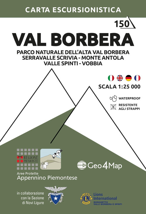 Val Borbera. Parco Naturale dell'Alta Val Borbera. Serravalle Scrivia, Monte Antola, Valle Spinti, Vobbia. Carta escursionistica 1:25.000