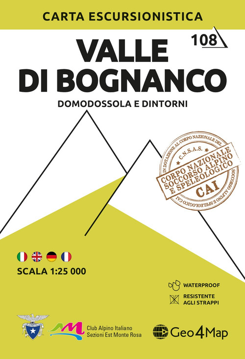 Valle di Bognanco. Domodossola e dintorni. Carta escursionistica 1:25.000