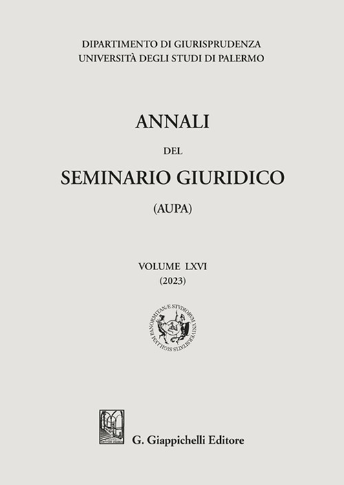 Annali del seminario giuridico dell'universit&agrave; di Palermo