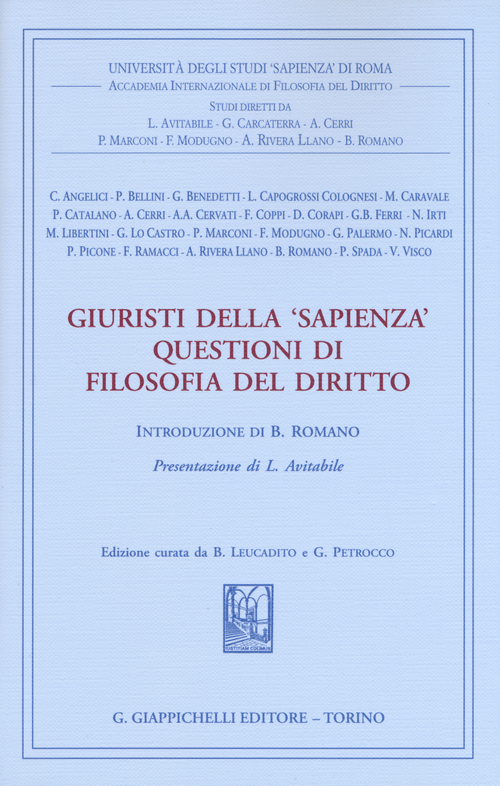 Giuristi della «Sapienza». Questioni di filosofia del diritto