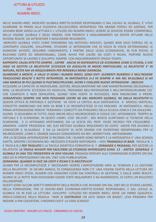 Lettura & utilizzo dei numeri indici. Conoscere il mercato globale