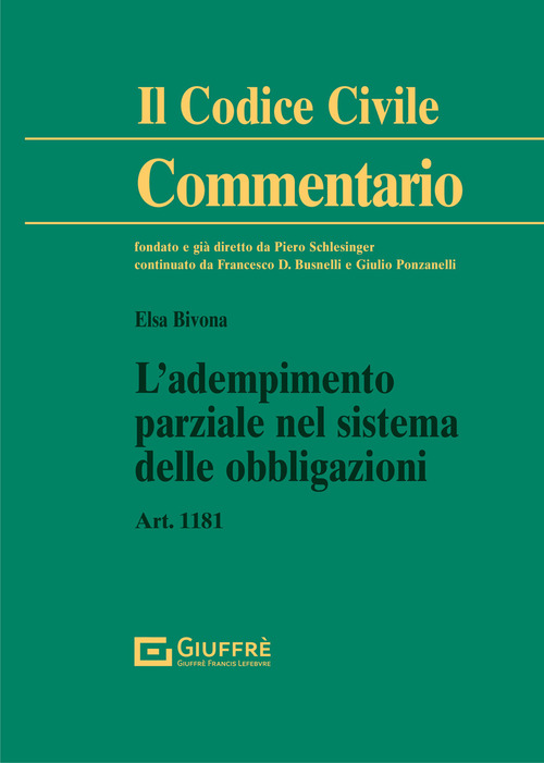 L'adempimento parziale nel sistema delle obbligazioni