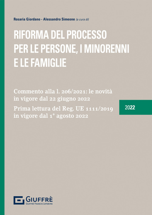Riforma del processo per le persone, i minorenni e le famiglie