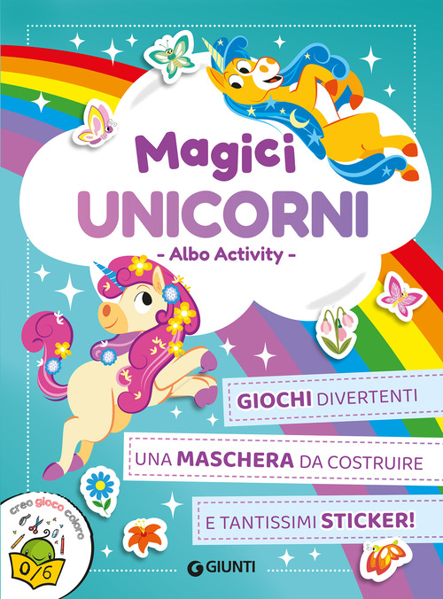 Magici unicorni. Creo gioco coloro. Con adesivi