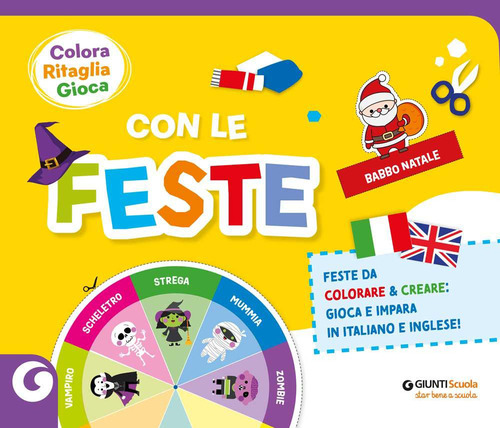 Colora gioca ritaglia con le feste. Italiano e inglese
