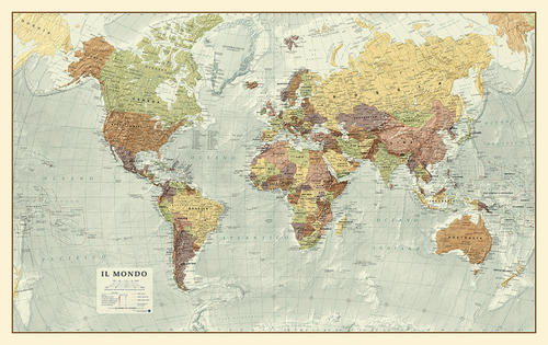 Mondo 1:30.000.000 (carta murale anticata in canvas su telaio in legno cm 137x86)