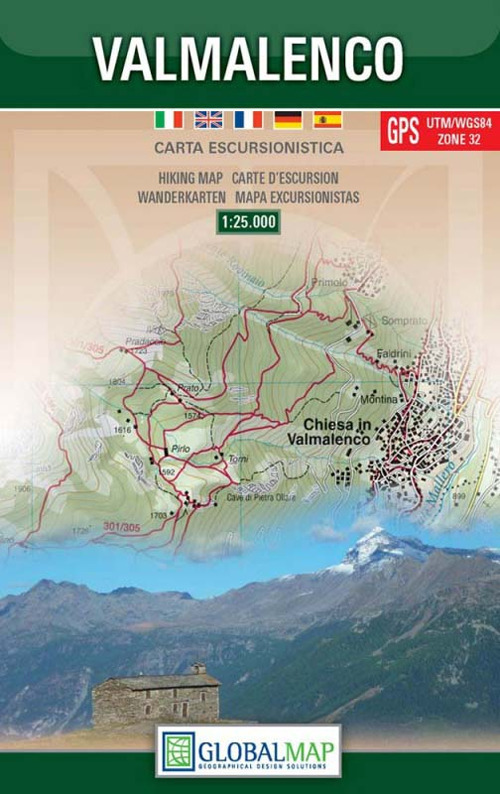 Valmalenco. Carta escursionistica 1:25.000 (cm 100x68). Ediz. italiana, inglese, francese, tedesca e spagnola
