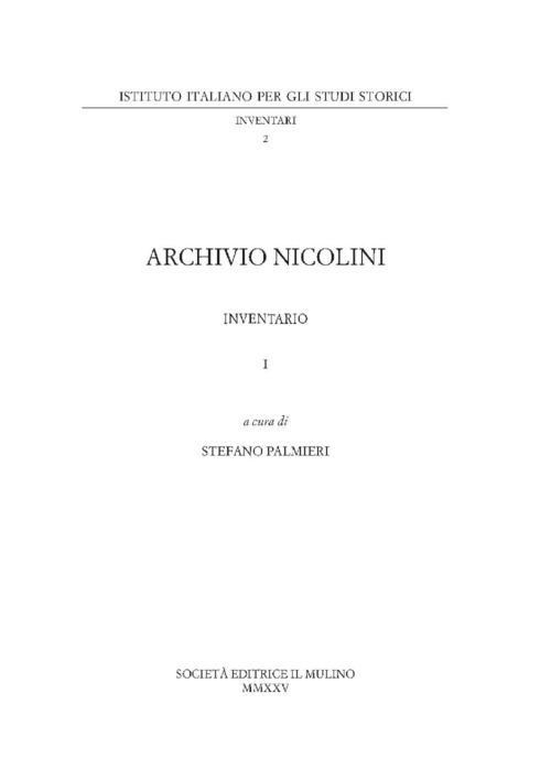 Archivio Nicolini. Inventario