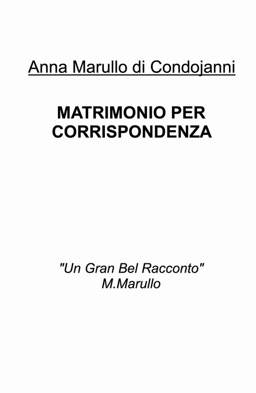 Matrimonio per corrispondenza