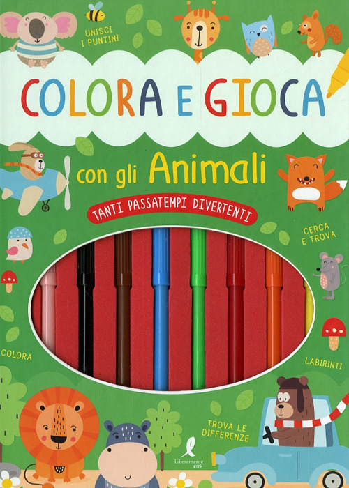 Colora e gioca con gli animali. Con 8 pennarelli