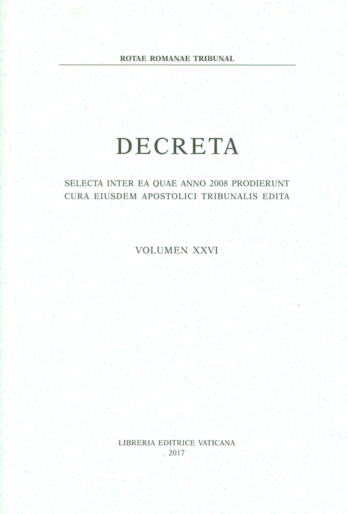 Decreta. Selecta inter ae quae anno 2008 prodierunt cura eiusdem apostolici tribunalis edita