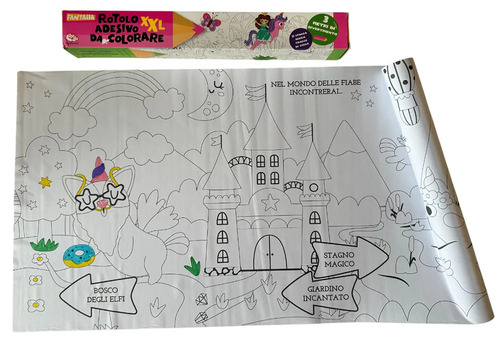 Rotolo adesivo da colorare XXL. Fantasia