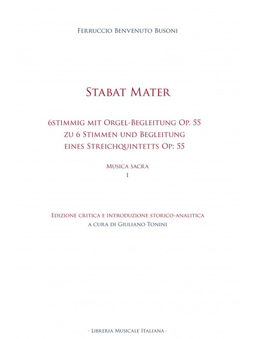 Stabat mater. 6stimmig mit Orgel-Begleitung Op. 55 Stabat Mater zu 6 Stimmen (2 Sopran, Alt, Tenor und 2 Bässe) und Begleitung eines Streichquintetts (2 Violinen, Viola, Violoncell und Contrabass) Op: 55. Musica sacra