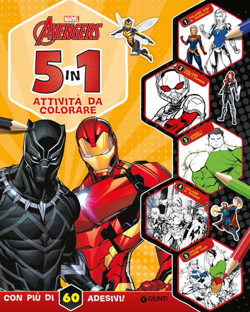 5 in 1 attività da colorare. Avengers. Con adesivi