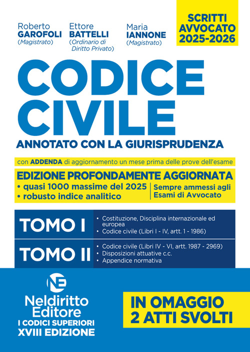 Codice Civile annotato con la giurisprudenza per l'Esame di avvocato 2025-2026 in 2 tomi