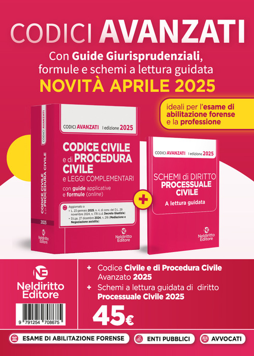 Codice civile e di procedura civile avanzato, con guide applicative, formule e schemi a lettura guidata 2025 per l'esame di avvocato e per la professione