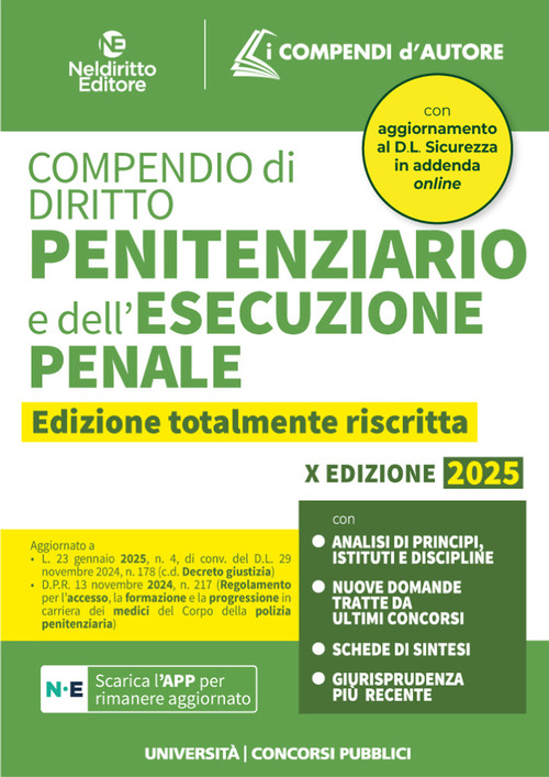 Compendio di diritto penitenziario e dell'esecuzione penale 2025