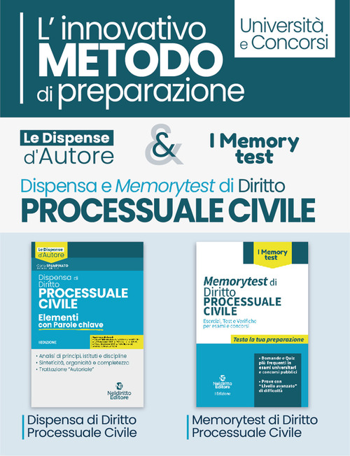 Kit dispensa d'autore: Diritto processuale civile-Memorytest di diritto processuale civile. L'innovativo metodo di preparazione