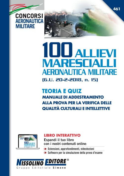 100 allievi marescialli aeronautica militare (G.U. 20-2-2018, n. 15). Teoria e quiz