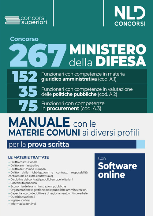 Concorso 267 posti Ministero della Difesa. Materie comuni ai diversi profili. Manuale