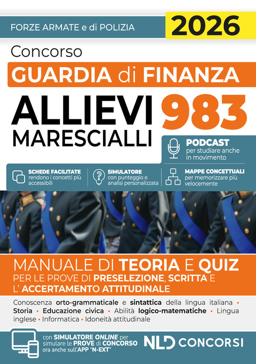 Concorso Guardia di Finanza 983 allievi marescialli. Manuale di teoria e quiz 2026