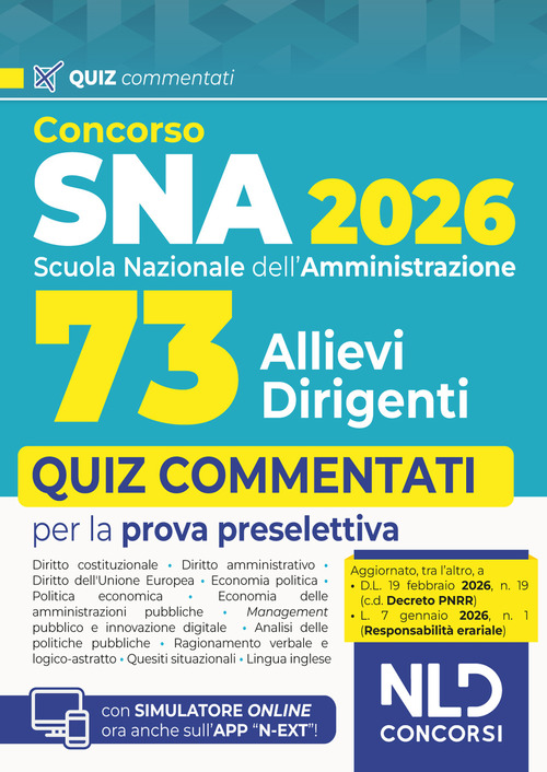 Concorso SNA 2026 per 73 allievi dirigenti. Quiz commentati per la prova preselettiva