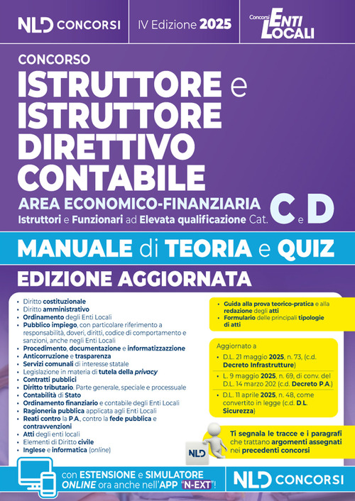 Manuale istruttore e istruttore direttivo contabile area economico finanziaria cat. C-D con teoria e quiz e raccolta precedenti tracce