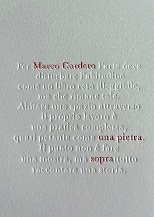 Marco Cordero. Una pietra sopra. Ediz. italiana, inglese e francese