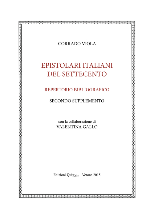Epistolari italiani del Settecento. Repertorio bibliografico