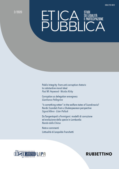 Etica pubblica. Studi su legalità e partecipazione