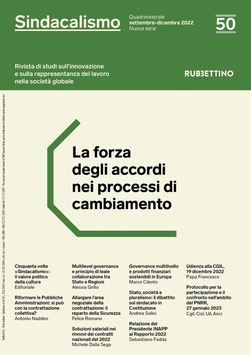 Sindacalismo. Rivista di studi sull'innovazione e sulla rappresentanza del lavoro nella società globale