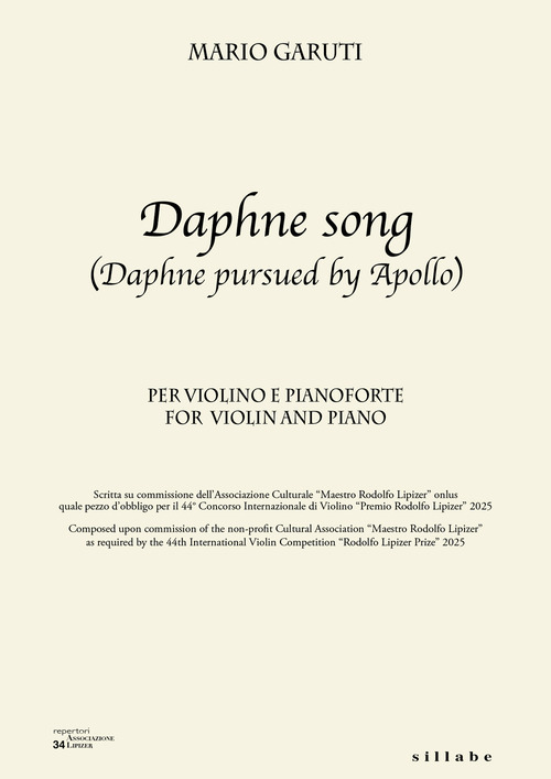 Daphne song (Daphne pursued by Apollo). Per violino e pianoforte-For violin and piano