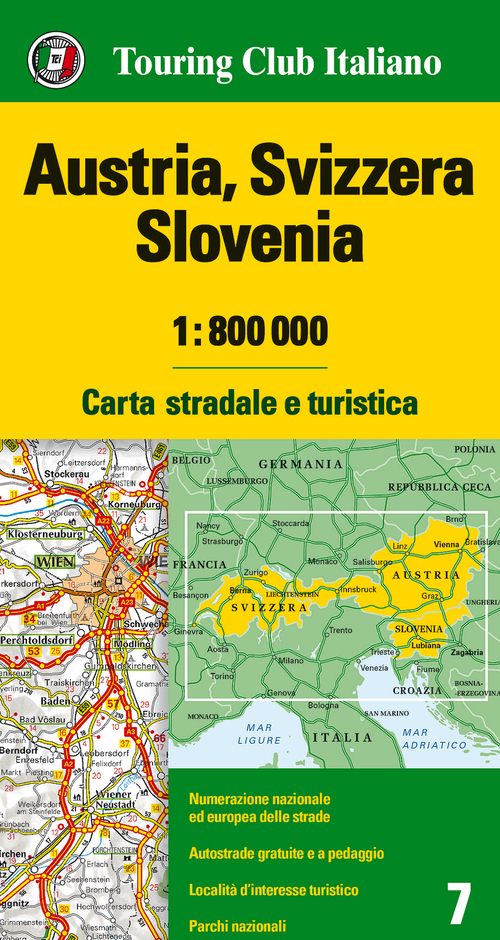 Austria, Svizzera, Slovenia 1:800.000. Carta stradale e turistica