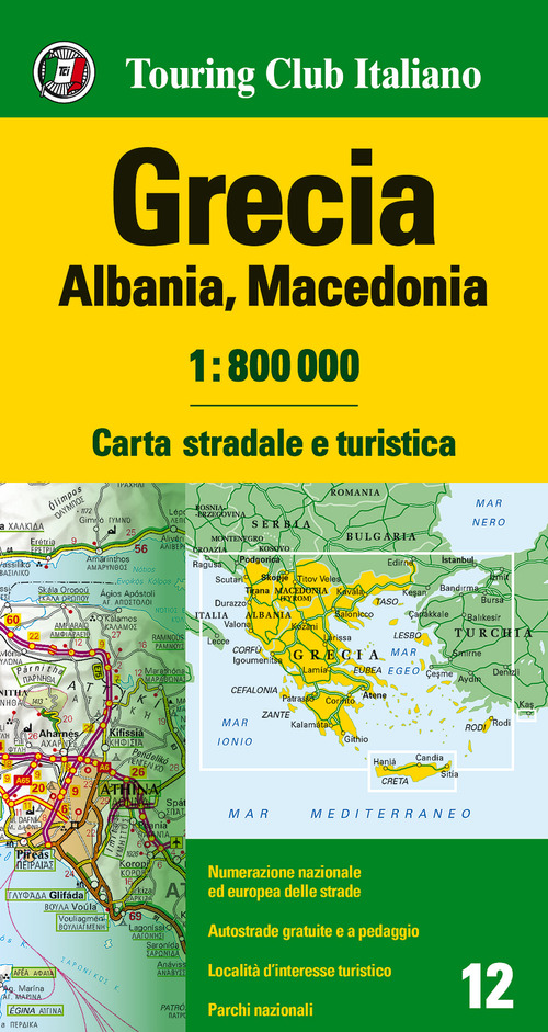 Grecia, Albania, Macedonia 1:800.000. Carta stradale e turistica